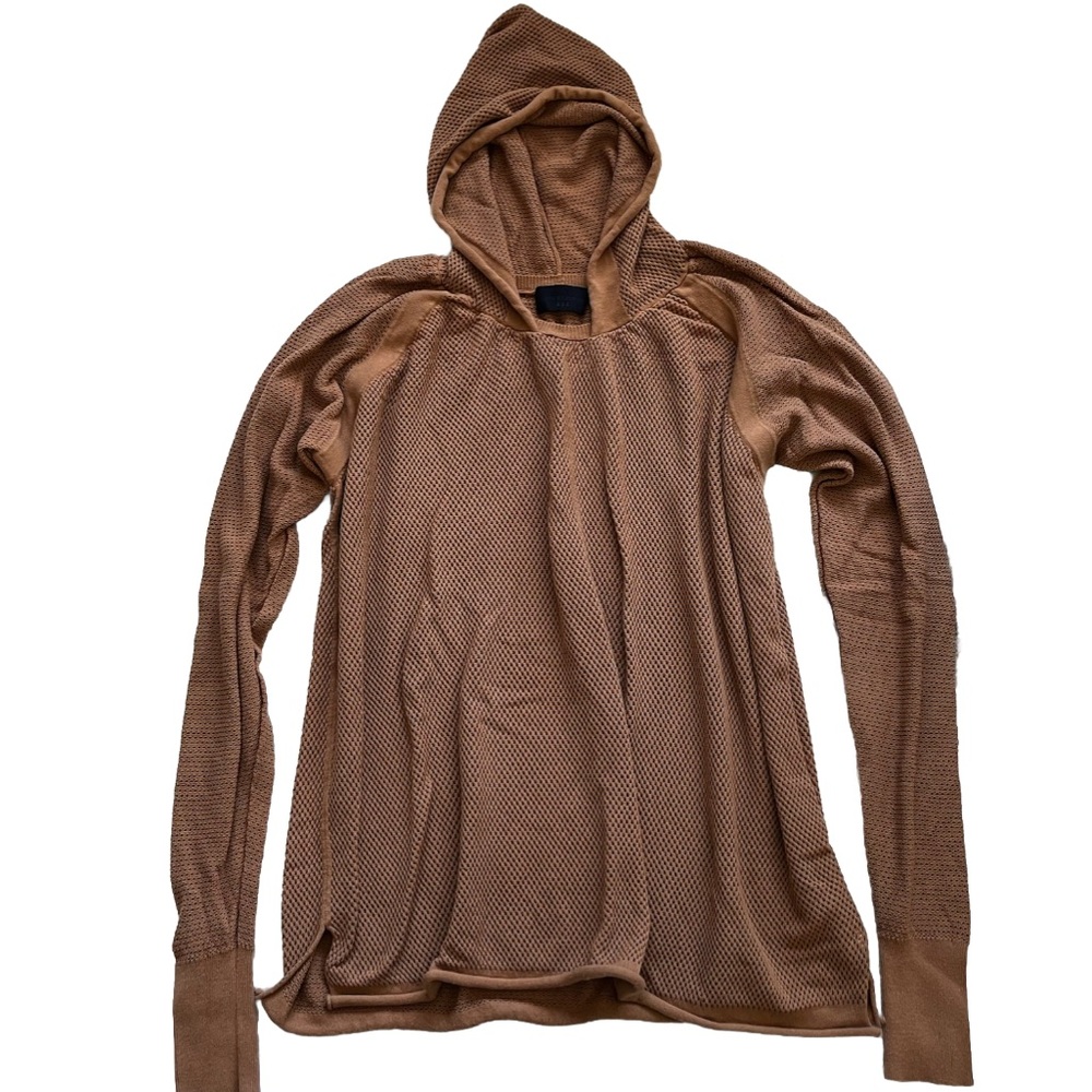 LANA BILZERIAN OPEN KNIT HOODED LIGHTWEIGHT SWEATER SIZE MEDIUM MODERN TRENDY